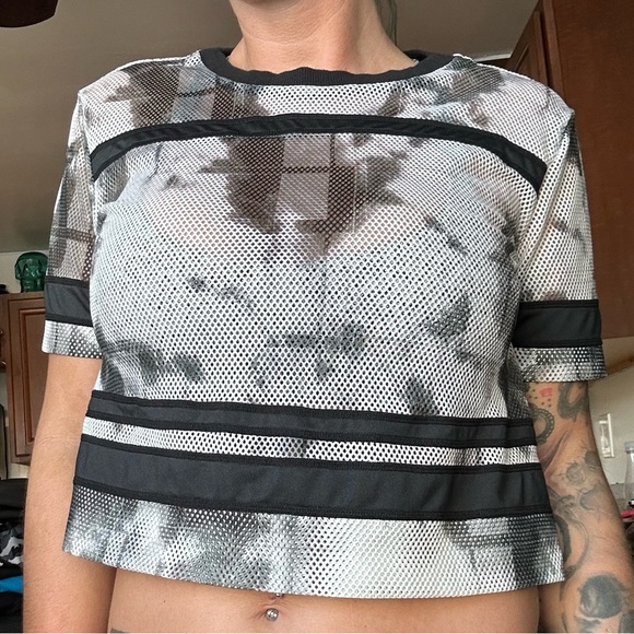 Rebecca mink off tye dye white mesh football crop jersey oversized 4 FR 40 - Picture 7 of 8